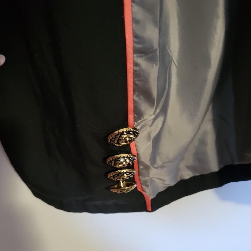 Calvin Klein Long Black Ruffled Collar Jacket - Picture 5 of 6